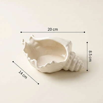 Conch shell storage vessel dimensions, 20 cm long, 14 cm deep and 8.5 cm high, Kiyo Home