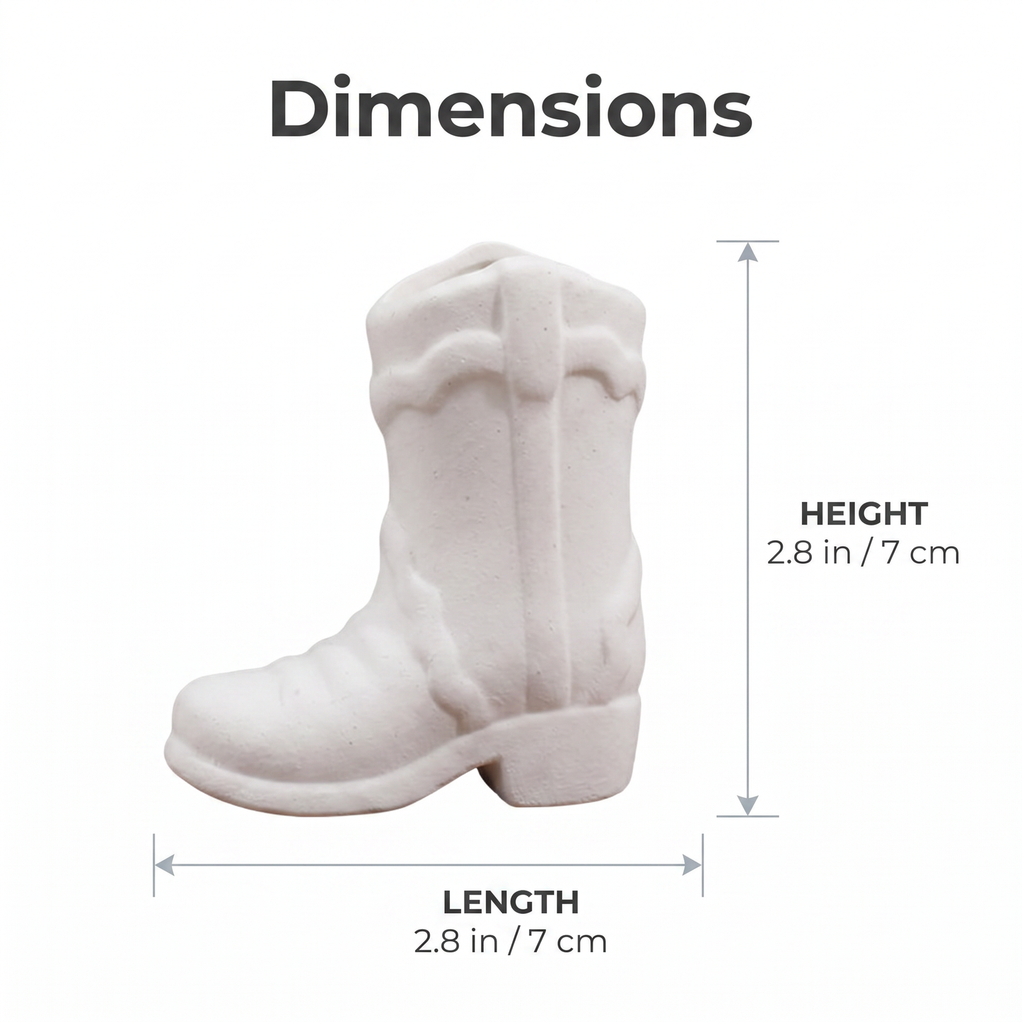 Ceramic cowboy boot match holder dimensions, 2.8 x 2.8 inches / 7 x 7 cm, Kiyo Home