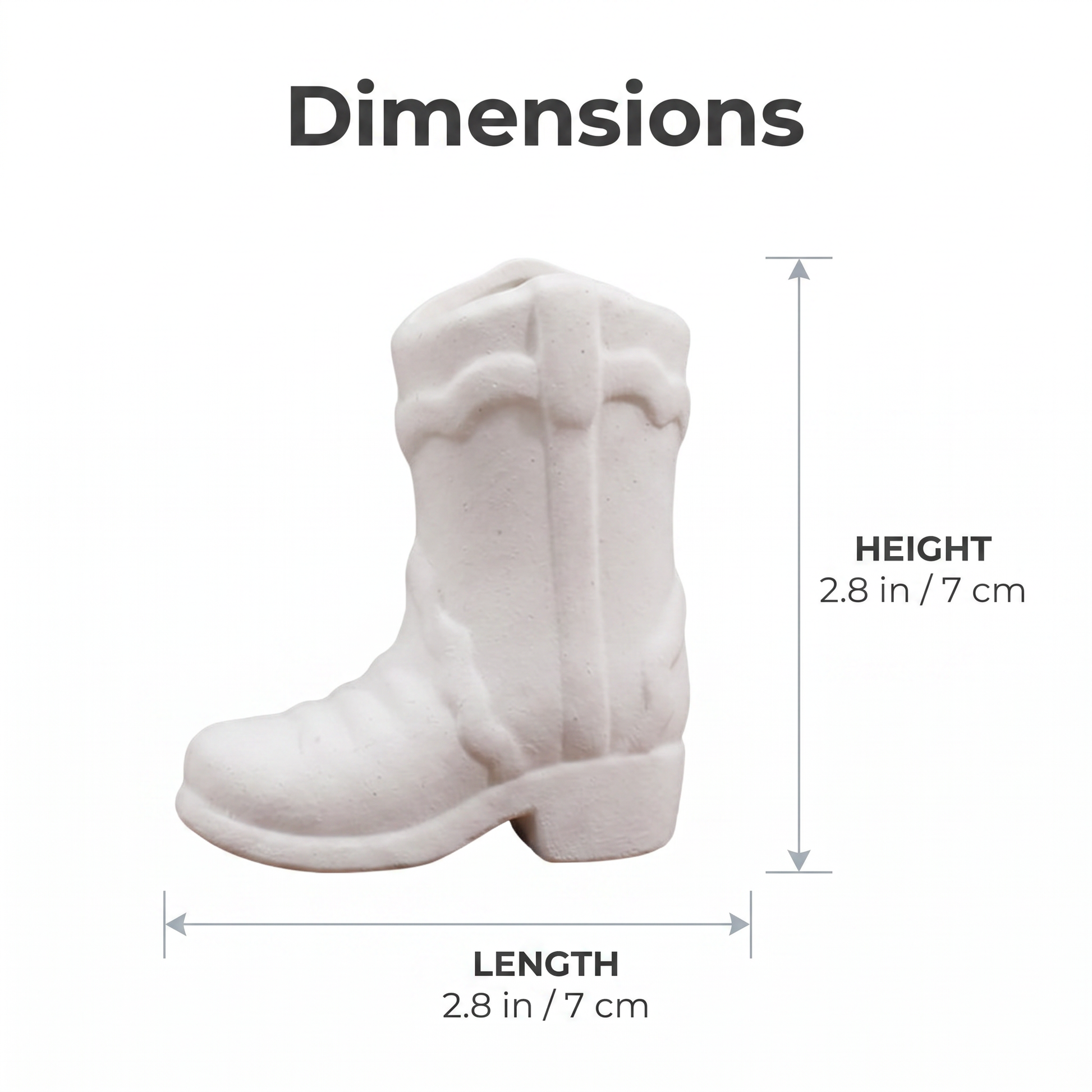 Ceramic cowboy boot match holder dimensions, 2.8 x 2.8 inches / 7 x 7 cm, Kiyo Home