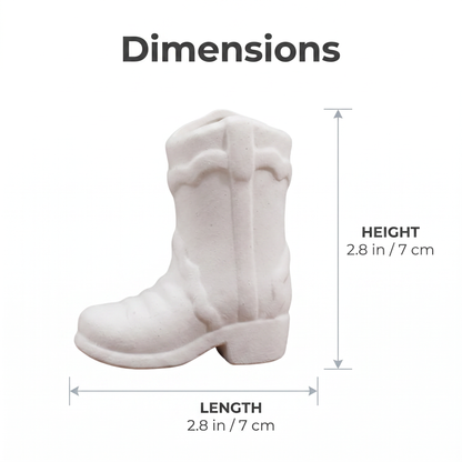 Ceramic cowboy boot match holder dimensions, 2.8 x 2.8 inches / 7 x 7 cm, Kiyo Home
