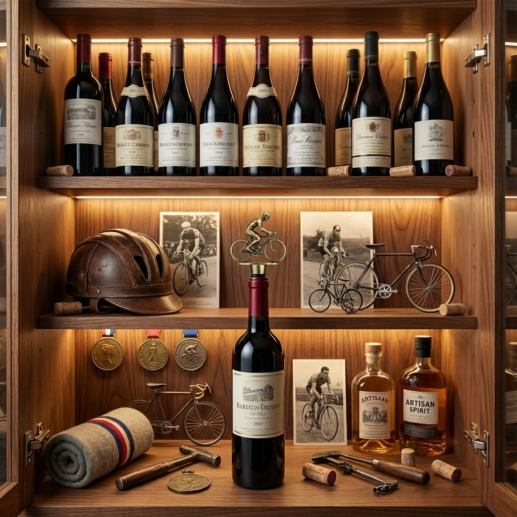 Bicycle wine bottle stopper in a bottle of wine.
