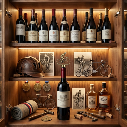 Bicycle wine bottle stopper in a bottle of wine.