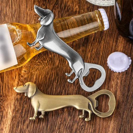 Charming Dachshund-shaped bottle opener, perfect for dog lovers and entertaining.