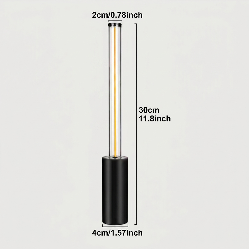 Dimmable rechargeable night light dimensions graphic on white background