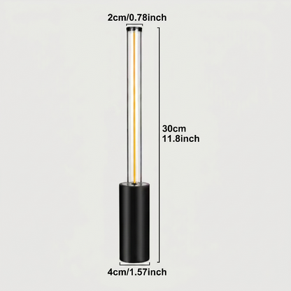 Dimmable rechargeable night light dimensions graphic on white background