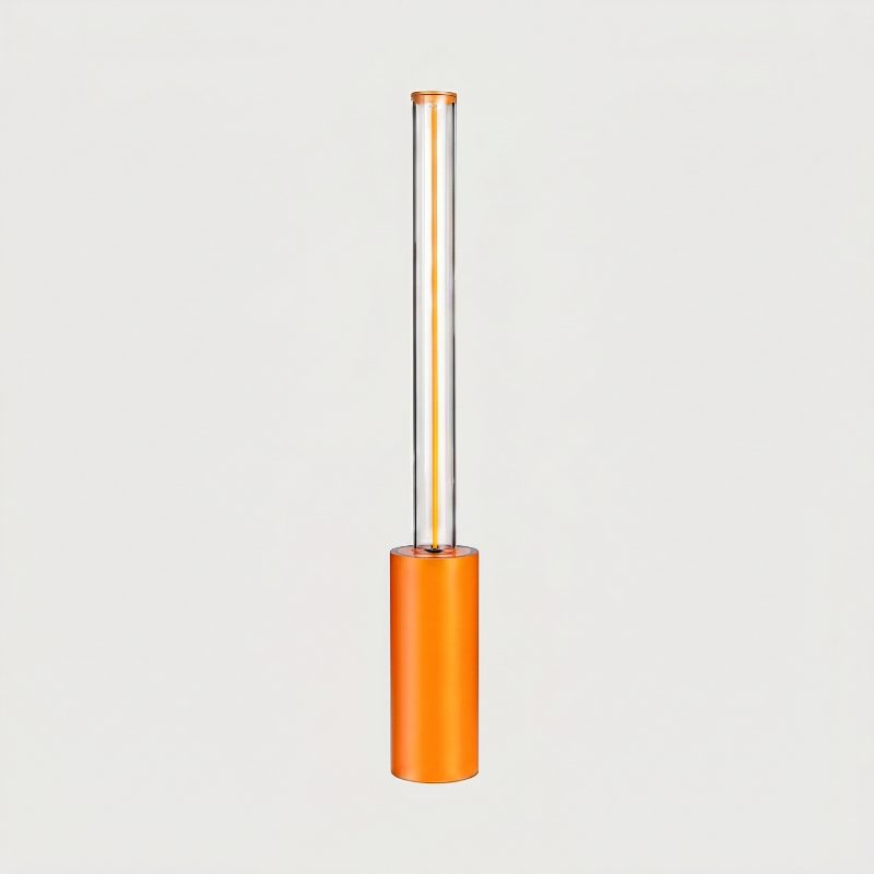 Orange dimmable rechargeable night light on white background