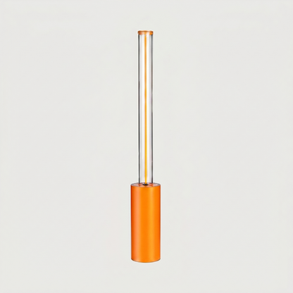 Orange dimmable rechargeable night light on white background