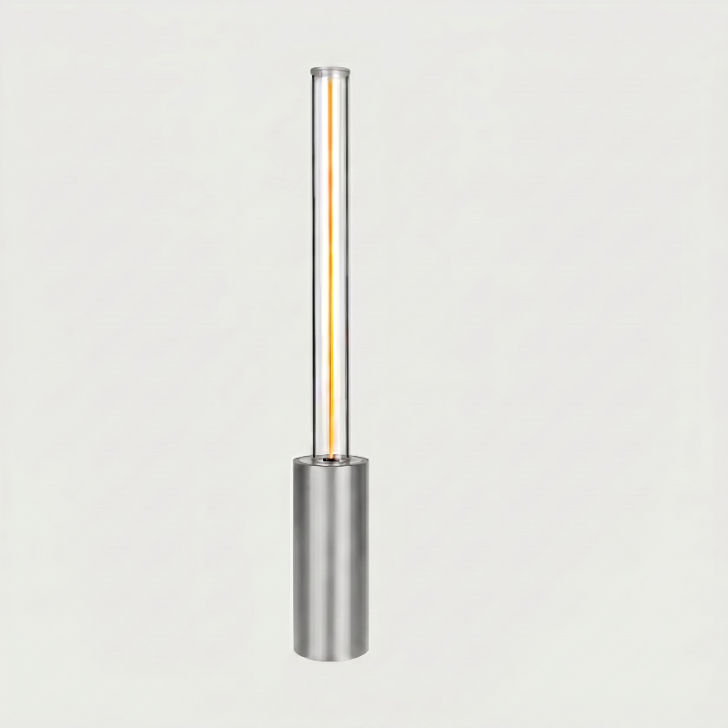 Silver dimmable rechargeable night light on white background