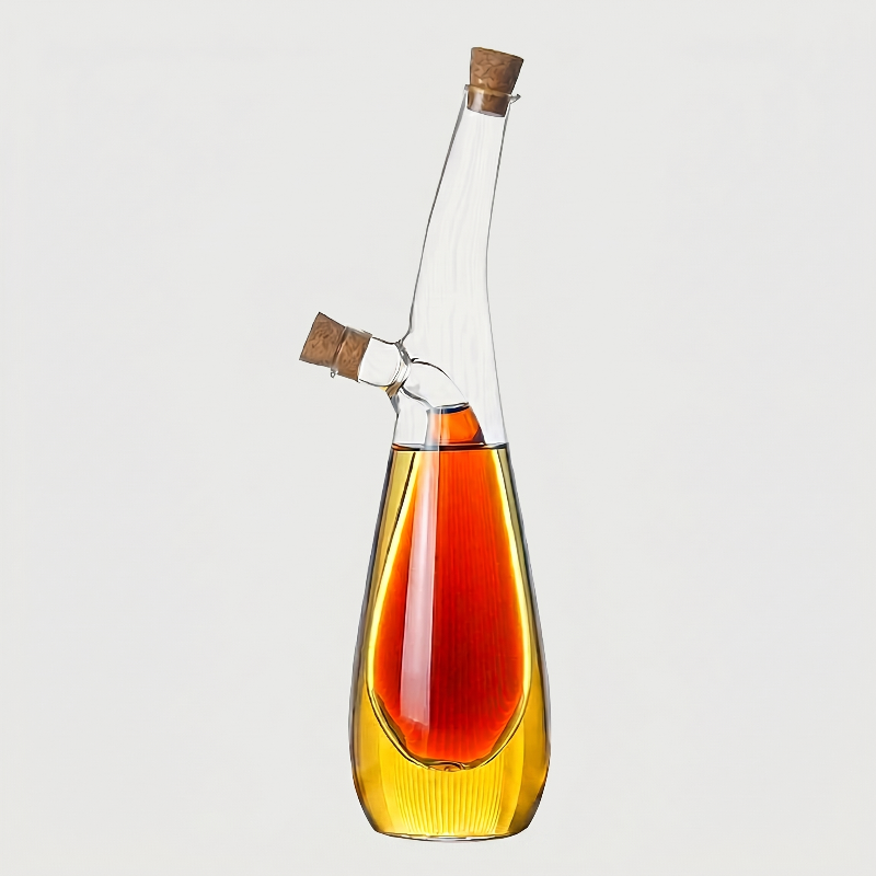 Slim dual oil and vinegar bottle on white background