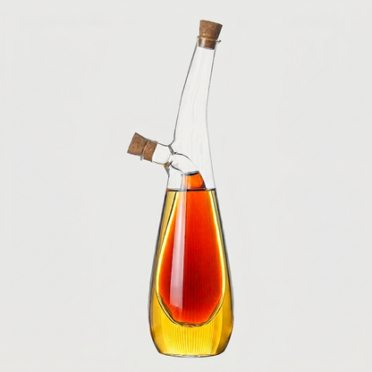Slim dual oil and vinegar bottle on white background