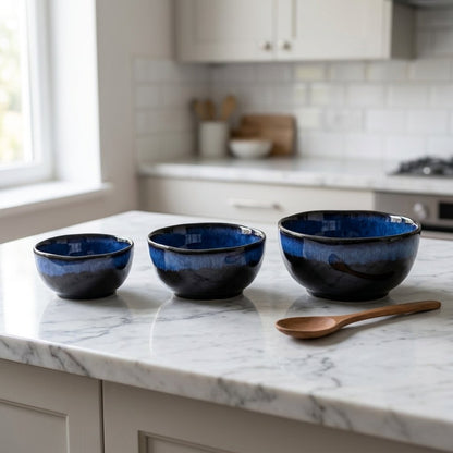 Eclipse Blue Porcelain Bowls