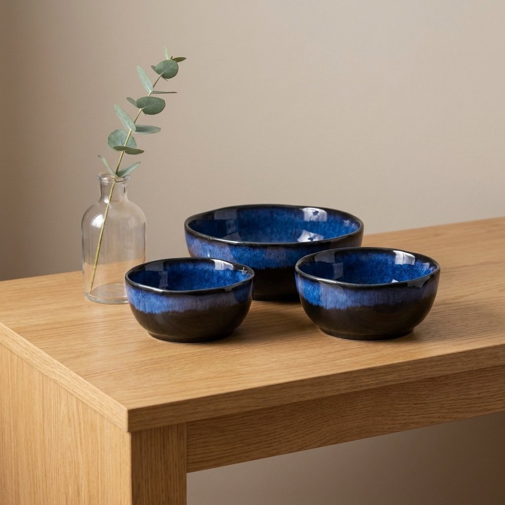 Eclipse Blue Porcelain Bowls