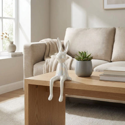 Emile ceramic rabbit sculpture in white finish