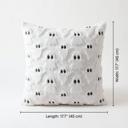 Ghost Fall Halloween Throw Pillow Cover shown with its 17.7 inch (45cm) length and width labeled