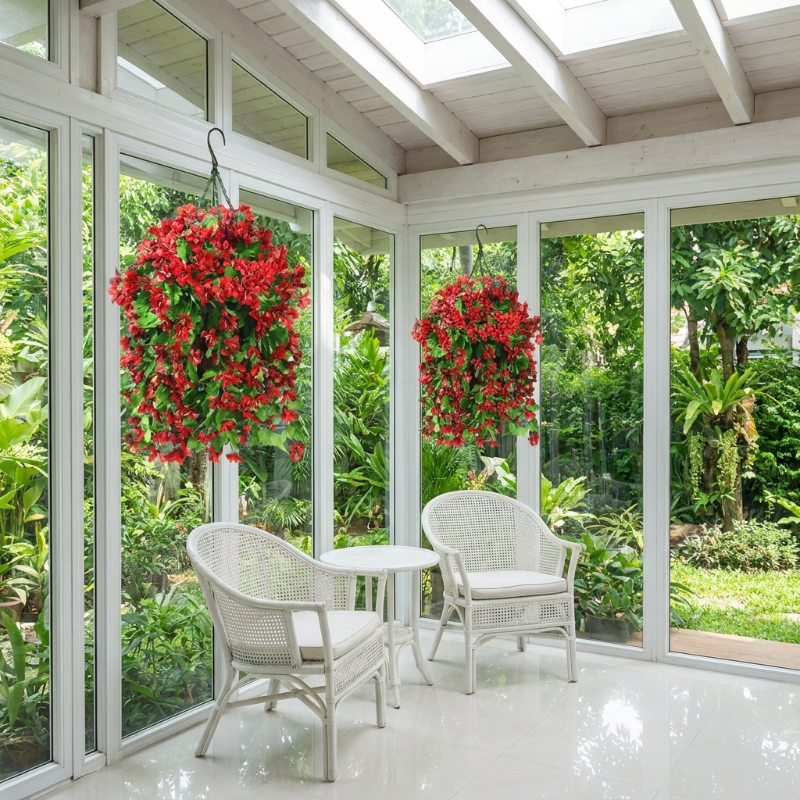 hanging plants for sunroom UV-Protected Hanging Lily’s – Lifelike & Durable Décor