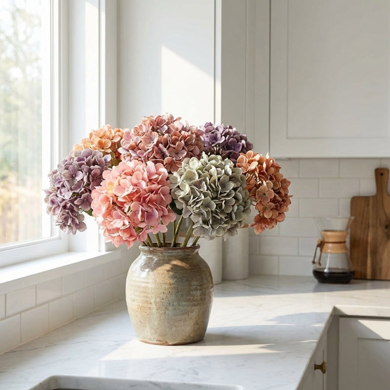 Faux hydrangea stem 24 inch full bloom