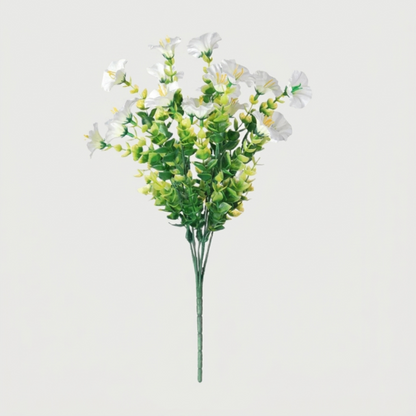 White faux UV-protected flower stems on white background