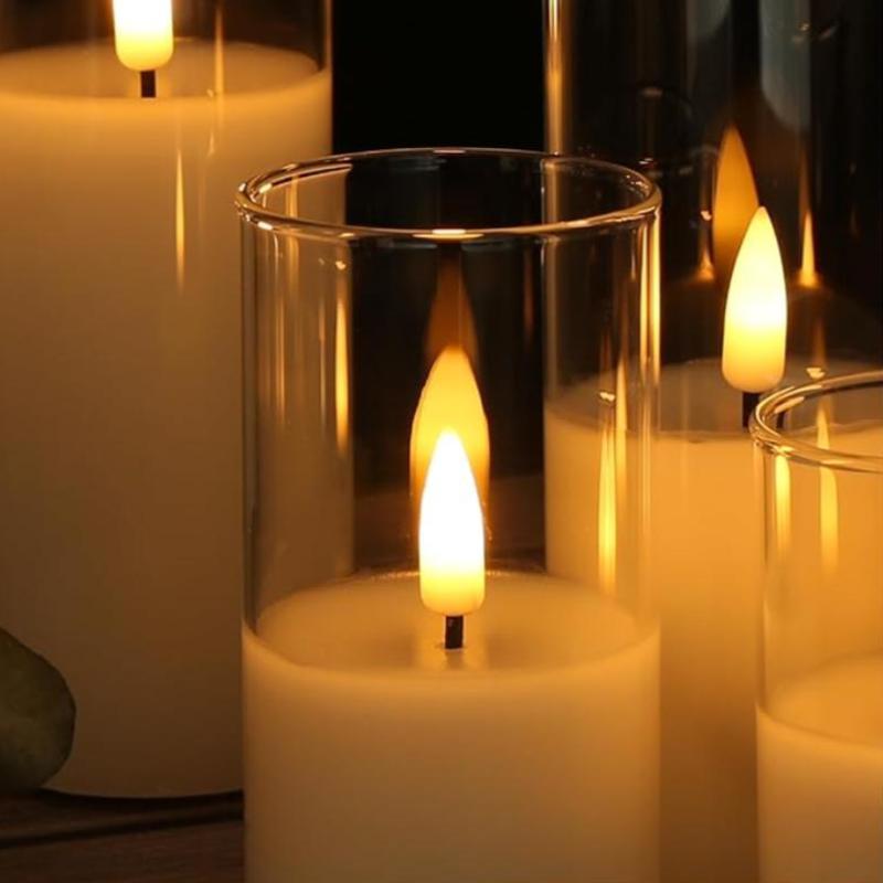 Realistic flameless candles with a wax-like finish for cozy decor.