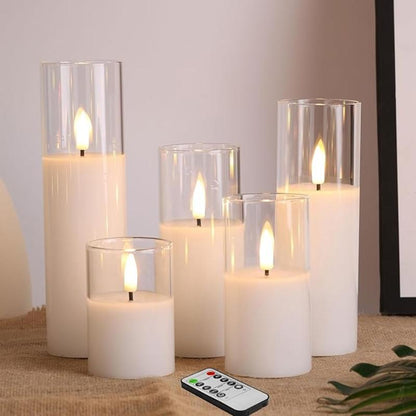 Set of flameless pillar candles, ideal for weddings and special occasions