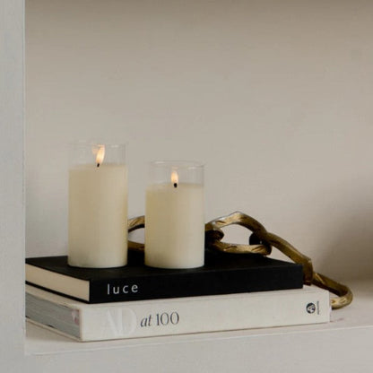 Decorative flameless candles for creating a relaxing atmosphere.