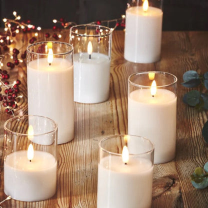 Elegant flameless candles for indoor and outdoor use.