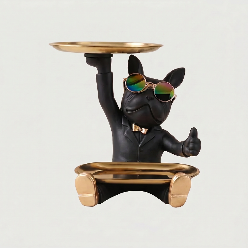 French bulldog catchall tray on white background