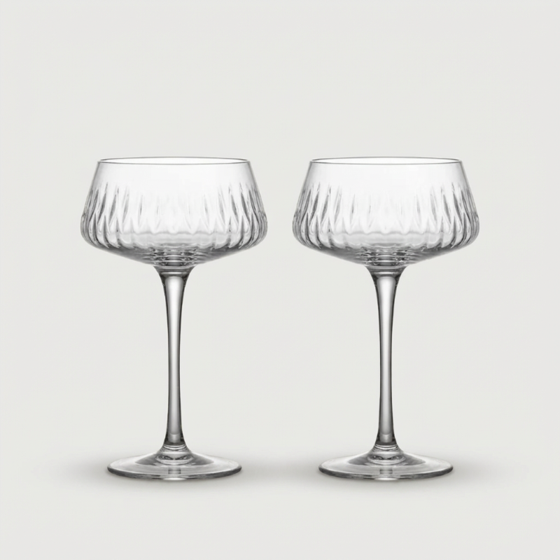 Set of two Garden coupe glasses on white background