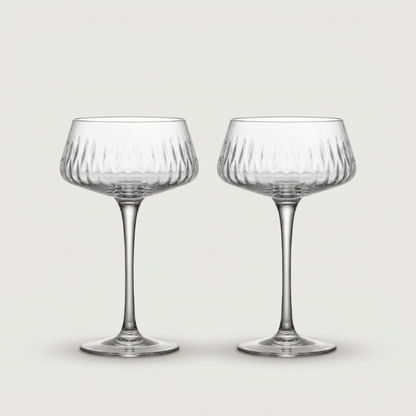 Set of two Garden coupe glasses on white background