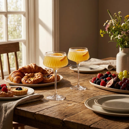 Garden coupe glasses set of 2 arranged on surface