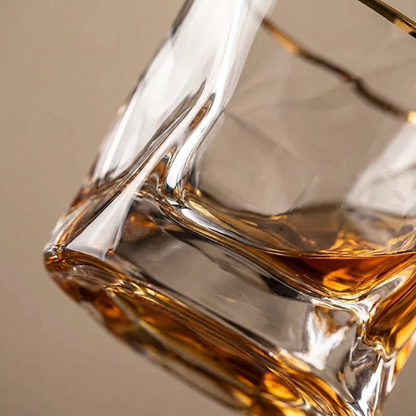 Close-up of a glass container with a reflective surface