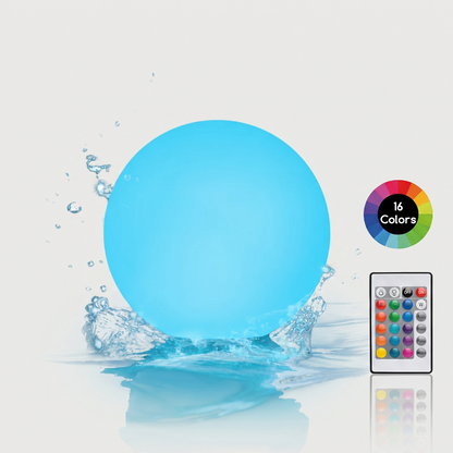 Blue globe accent light on white background with remote