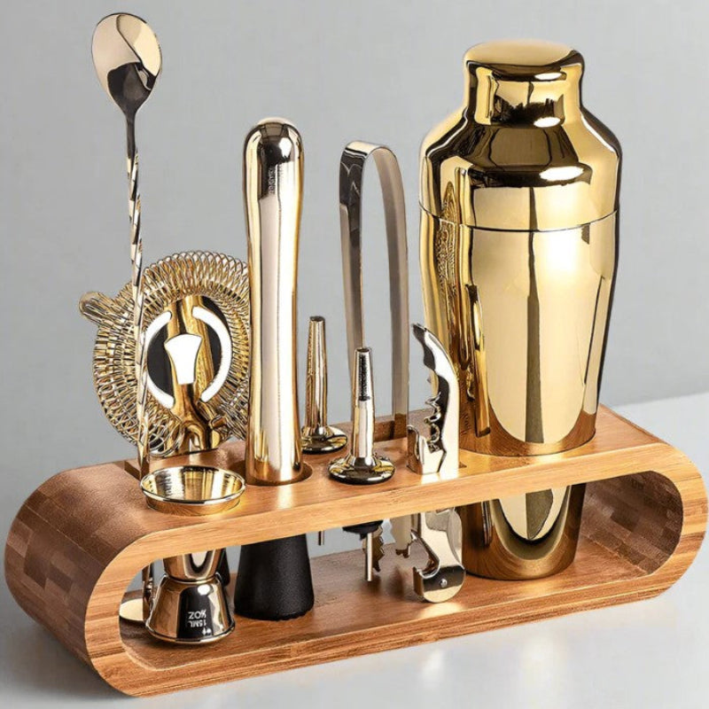 Elegant Cocktail Bar Set including everything you need for mixing, shaking, and serving.