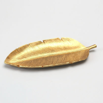 Gold leaf tray product photo showing its full leaf shape and vein texture