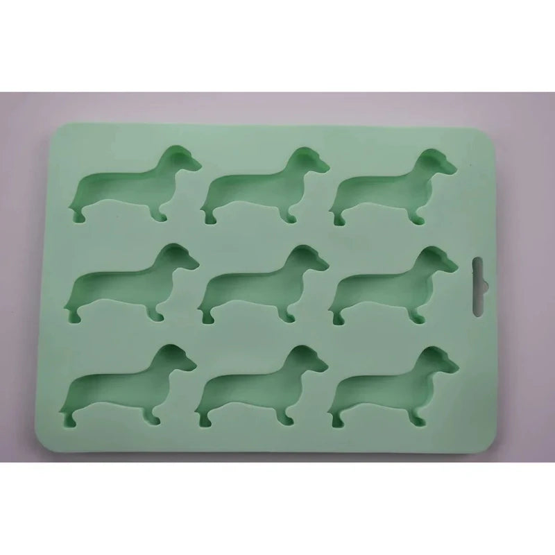 Adorable Dachshund ice cube tray, perfect for making dog-shaped ice cubes for your beverages.