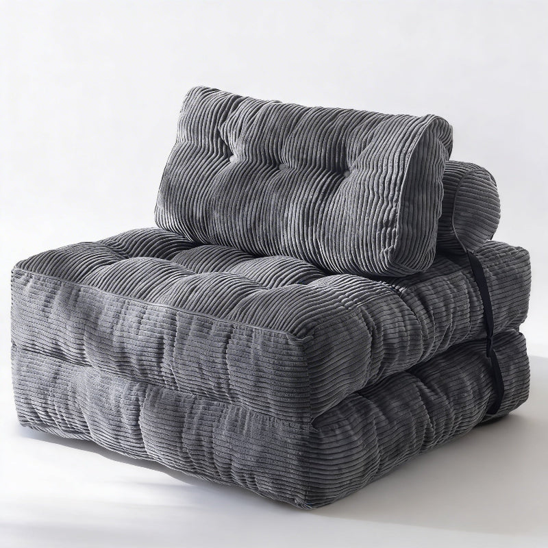 Gray corduroy chair on a white background