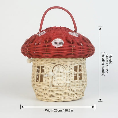 Mushroom basket dimensions diagram: 26cm height and width, handle included
