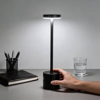 Luca touch table lamp being held showing size