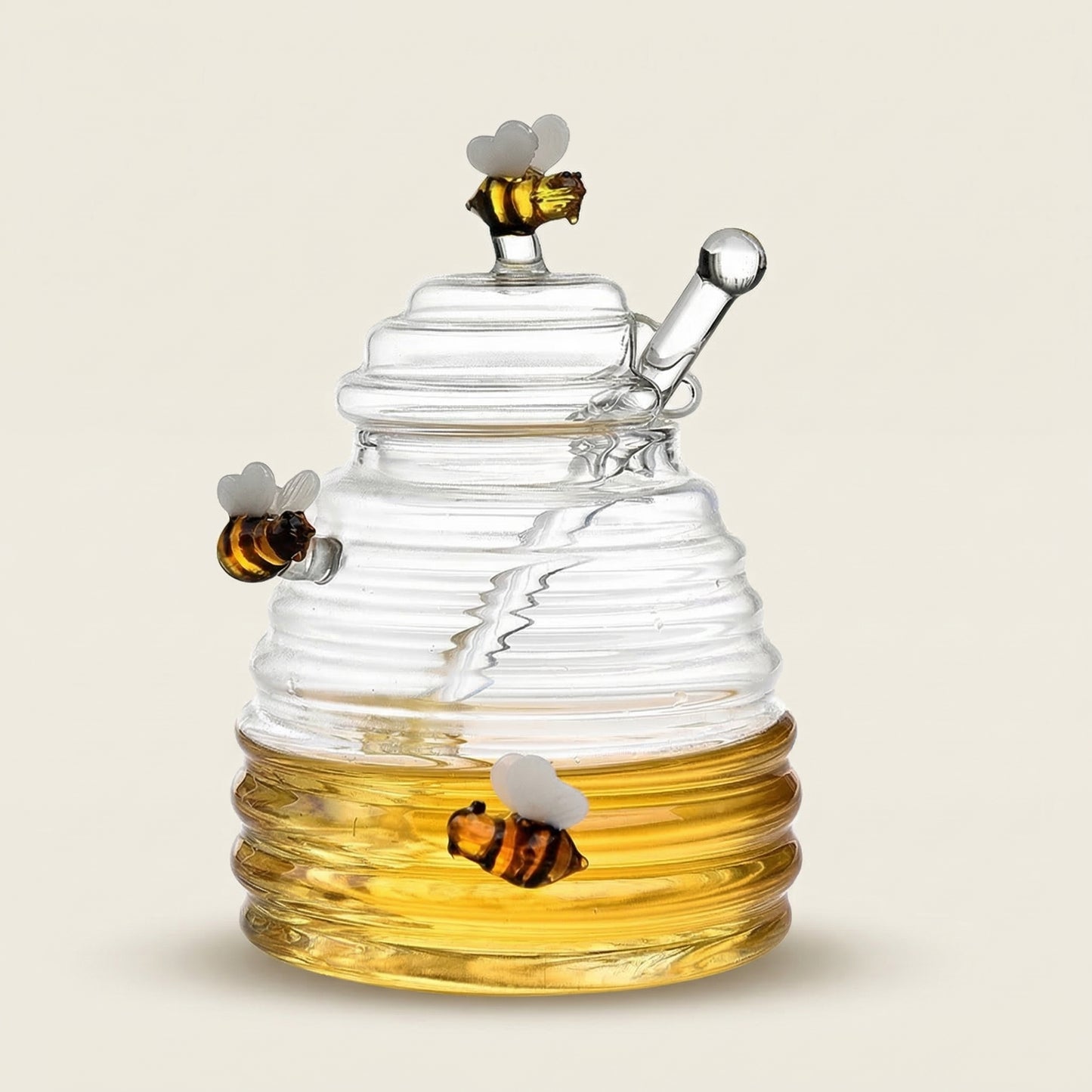Glass Honey Jar with Lid and Honey Stick