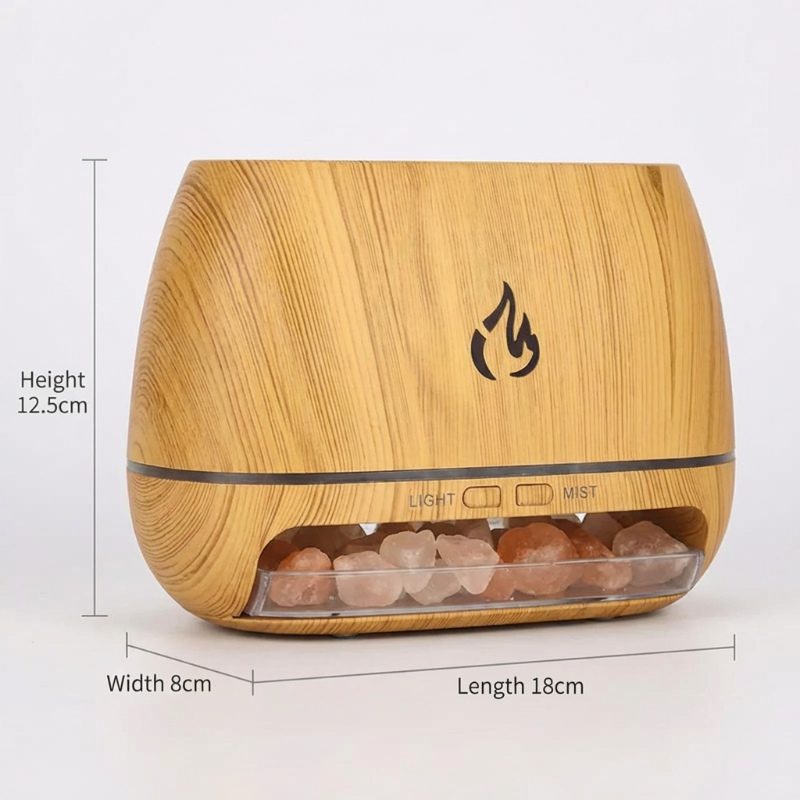 Wooden diffuser with measurement details on a white background