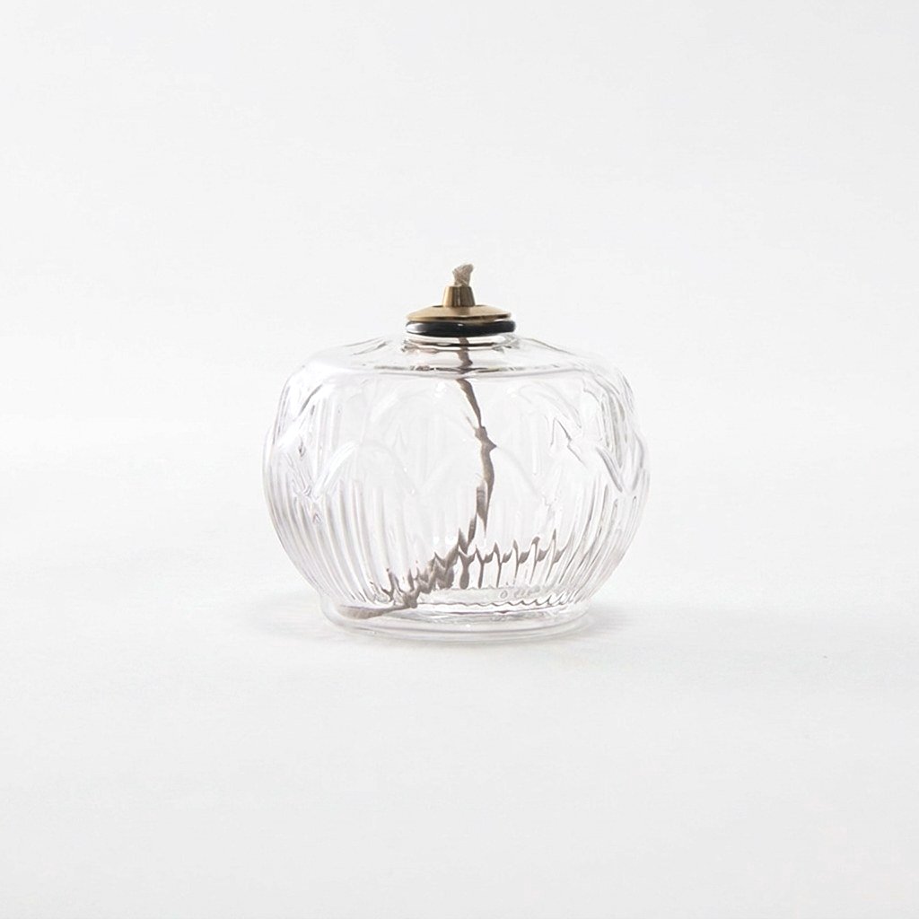 Clear Ornament glass oil lamp product photo on a white background