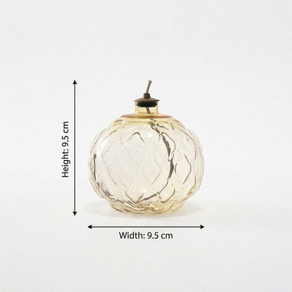 Gold Ornament glass oil lamp dimensions: 3.7in/9.5cm height, 3.7in/9.5cm width