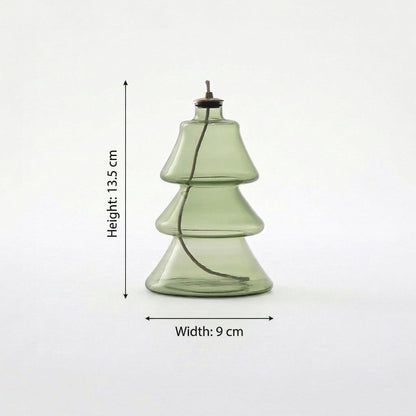 Tree glass oil lamp dimensions: 5.3in/13.5cm height, 3.5in/9cm width