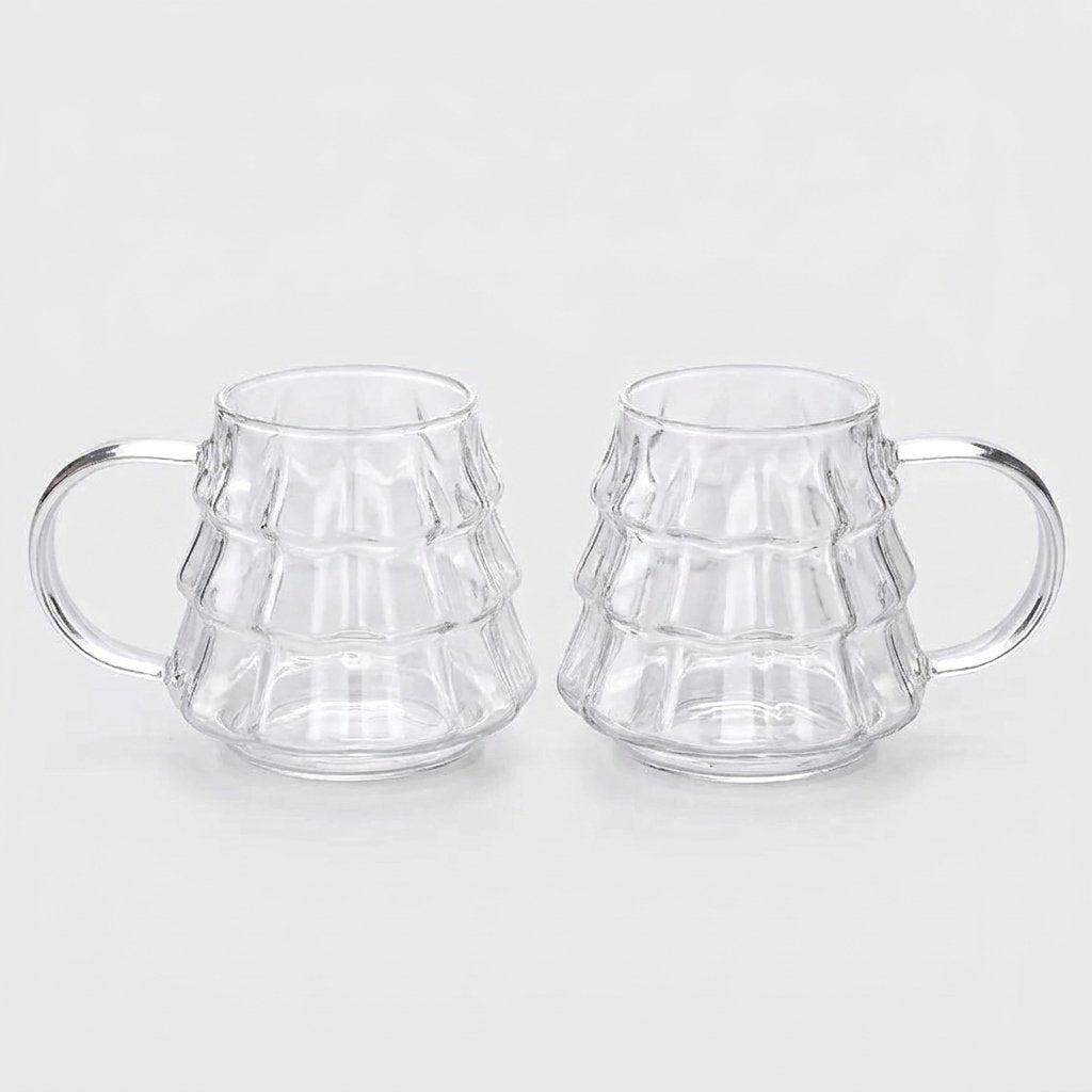 Set of two empty tree-shaped glasses product photo on a white background