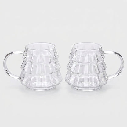 Set of two empty tree-shaped glasses product photo on a white background