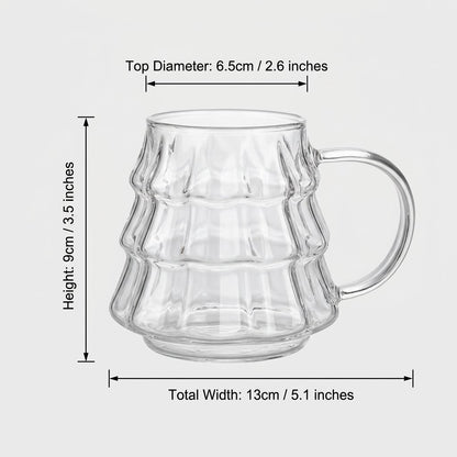 Tree-shaped glass dimensions: 3.5in/9cm height, 2.6in/6.5cm top diameter, 5.1in/13cm total width