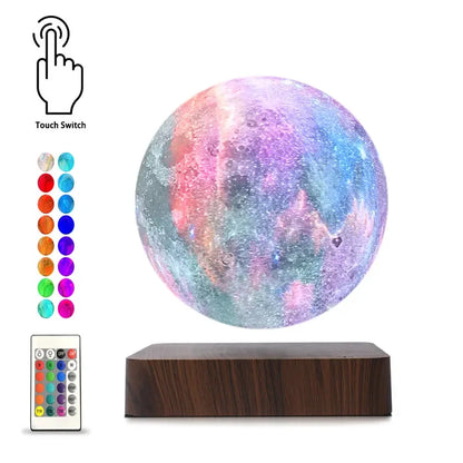 The Levitating Starry Sky Lamp displayed on a bedside table, creating a serene and cozy atmosphere with soft, customizable lighting.