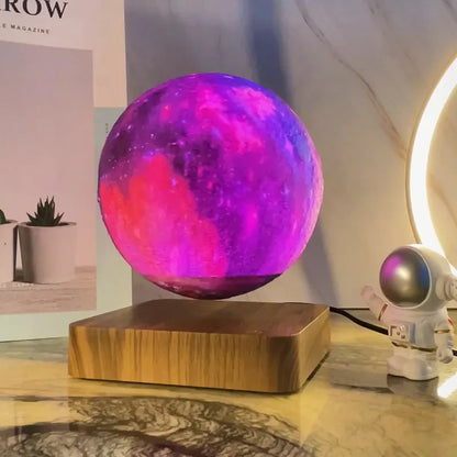 Levitating Starry Sky Lamp styled on a modern desk with minimalistic decor, serving as a stunning focal point in a contemporary room setup.