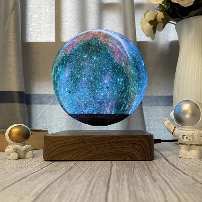 Magnetic Levitating Starry Sky Lamp floating gracefully with 16 adjustable colors, perfect for home or office decor.