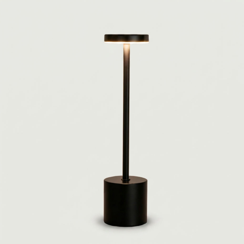 Luca touch table lamp in black on white background