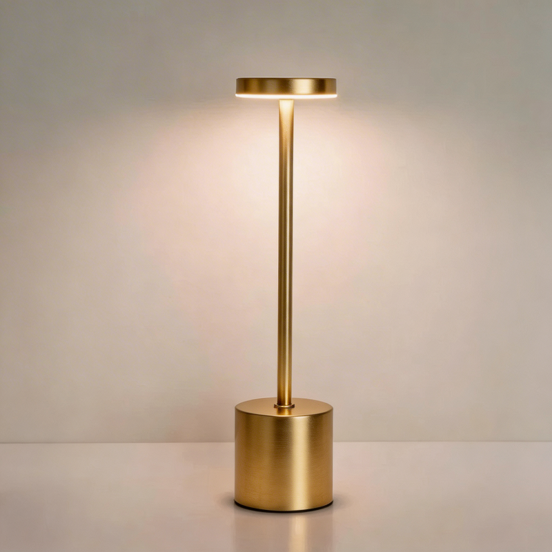 Luca touch table lamp in gold on white background